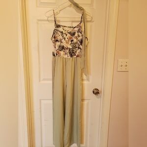 SHEIN Leaf Print Top with Green and Brown Accents Size 15 Teen